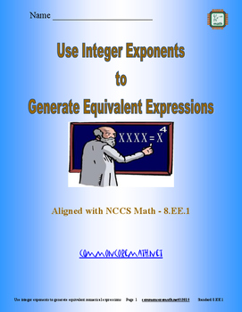 Preview of Generate Equivalent Expressions from Integer Exponents - 8.EE.1