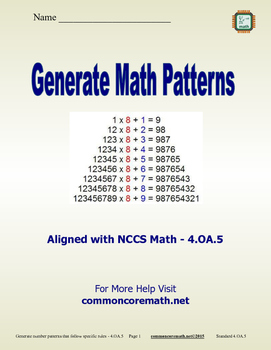 Preview of Generate Math Patterns - 4.OA.5