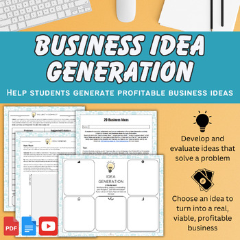 Preview of Generate Viable, Profitable Student Business Ideas | Entrepreneurship Project