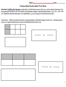 Preview of Equivalent Fractions with Models