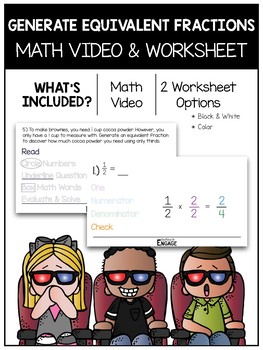 Preview of 4.NF.1: Generating Equivalent Fractions Math Video and Worksheet
