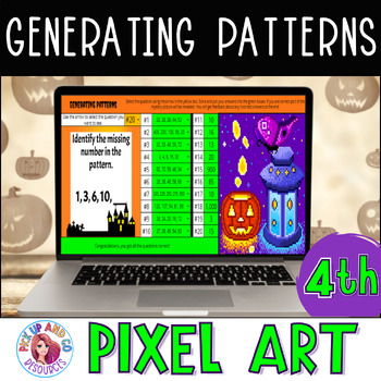 Preview of Generating Patterns 4th Grade Halloween Math Pixel Art