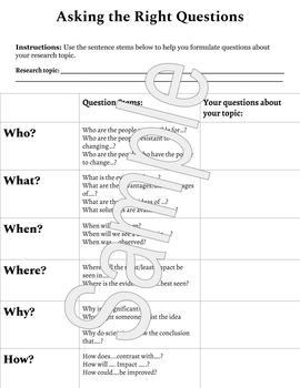 research question worksheet