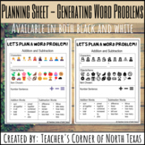 Generating Word Problems Planning Sheet - TEKS 2.4D