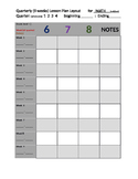 Generic 9 week or quarter lesson plan layout