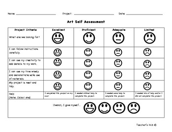 Preview of Generic Art Rubric and Self Assessment for Kids