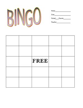 Generic Bingo Sheet For Vocabulary Games And Review Activities By Think Pak