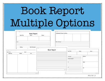 Preview of Generic Book Report - Multiple Options