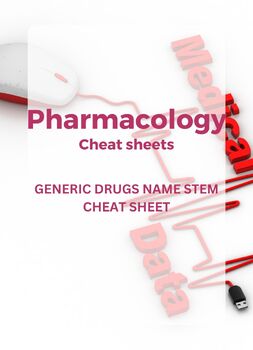 Generic Drugs Name Stem cheat sheet (printable) by Radiant pharma