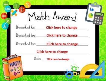 math generic award achievement certificate science