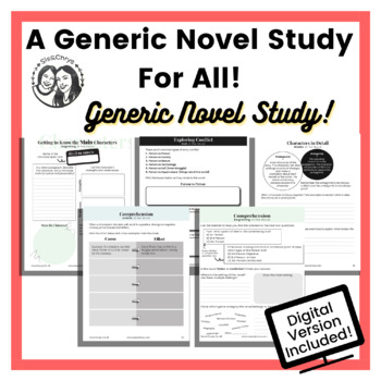 Preview of Generic Novel Study - Printable + Digital Novel Study for Every Novel