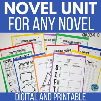 Preview of Generic Novel Unit for Any Novel - Printable & Digital Novel Study - No Prep