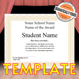 Generic School Award Certificate - Template