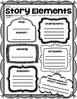 Preview of Generic Story Elements Graphic Organizer Worksheet