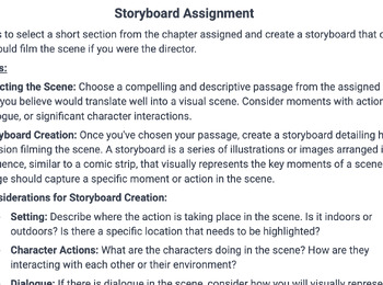 Preview of Generic Storyboard Assignment (instructions, graphic organizer, and reflection)