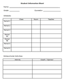 Generic Student Information Sheet