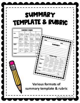 Preview of Generic Summary Template & Rubric FREEBIE