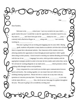 letter parents welcome generic teacher kindergarten school letters teachers grade yourself classroom board simple beginning teacherspayteachers change choose