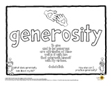 Generosity Baha'i Quote and Virtue Word Coloring Page
