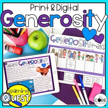Preview of Generosity and Kindness Activities - Digital or Print December Lesson Plans