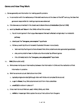 Preview of Genes and How They Work (Quick Biology Review and Handout)