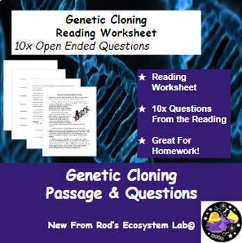 Preview of Genetic Cloning Reading Worksheet **Editable**