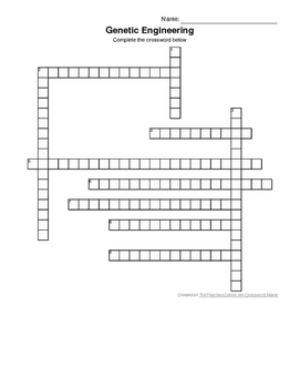 Genetic Engineering Crossword Puzzle by Rachel Elliott TPT