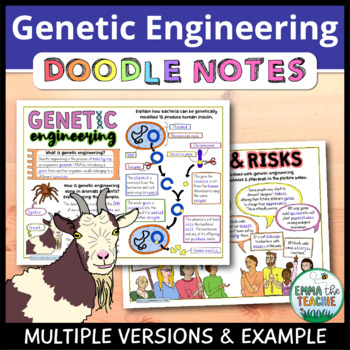 Preview of Genetic Engineering Doodle Notes - Worksheet Review Activity - Biotechnology