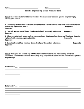 Preview of Genetic Engineering Homework Worksheet