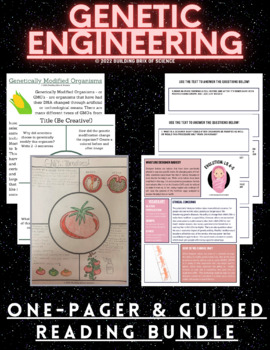 Preview of Genetic Engineering One-Pager + Guided Reading Activity Bundle
