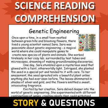 Preview of Genetic Engineering Reading Science Story Comprehension Questions Worksheet