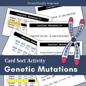 Preview of Genetic Mutation Card Sort Activity - Easy Prep w/ BONUS Gene Mutations