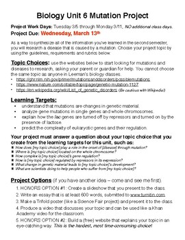 Preview of Genetic Mutation Project Requirements