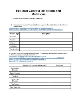 Genetic Mutations Worksheets Teaching Resources Tpt