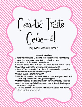 Preview of Genetic Traits Gene-O (Bingo Game)