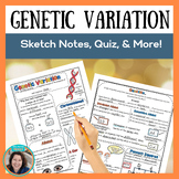 Genetic Variation Sketch Notes, Quiz, CER, & Slideshow