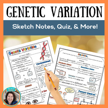 Preview of Genetic Variation - Chromosomes - DNA - Sketch Notes, Quiz, CER, & Slideshow