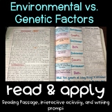 Genetic vs Environmental Factors Read and Apply {NGSS MS-LS1-5}