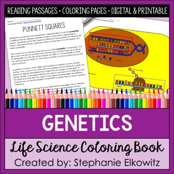 Preview of Heredity and Genetics Coloring Book & Reading Passages | Printable & Digital