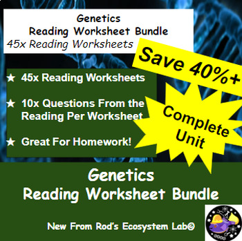 Preview of Genetics Full Unit Reading Worksheet Bundle *Editable*