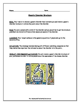 Preview of Genetics: Genetic Disorder Brochure Project