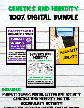 Preview of Genetics & Heredity 100% Digital Bundle (Lesson+2 Auto-Graded Activ+Escape Room)
