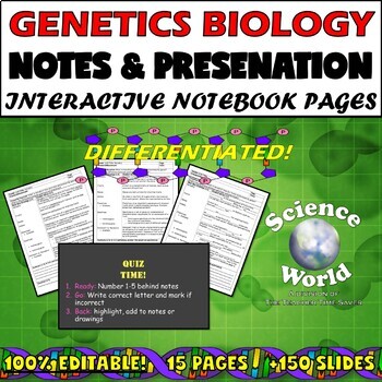 Preview of Genetics & Heredity Editable Notes & Slides Bundle- Biology Life Science Unit