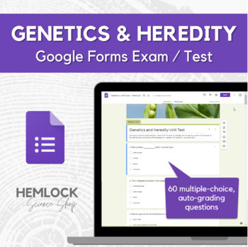 Preview of Genetics & Heredity Unit Test / Exam - 60 keyed, auto-grading questions in Forms