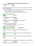 Genetics, Heredity, and Cellular Reproduction Unit Test