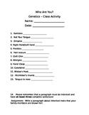 Inherited Traits Worksheet Teaching Resources | Teachers Pay Teachers