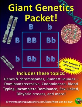 Preview of Genetics Packet! 27 Practice Problems & More: NGSS Aligned: Distance Learning