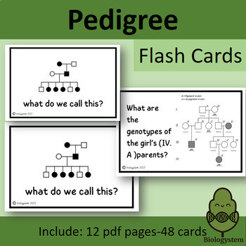 Preview of Genetics-Pedigree Flash Cards