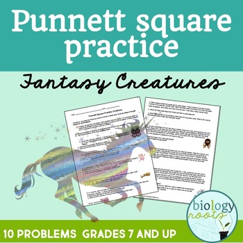 Preview of Genetics- Punnett Square Practice Worksheet - Fantasy Creatures