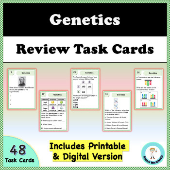 Preview of Genetics - Task Cards (Printable and Digital Science Worksheets)